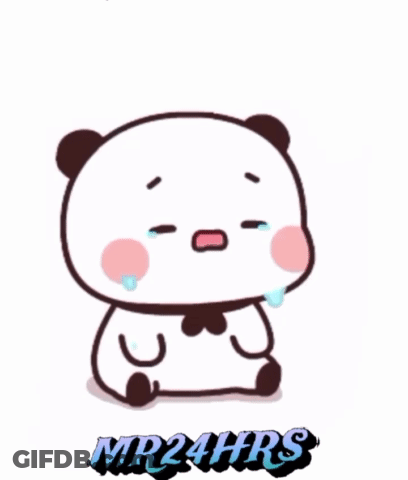 A Cartoon Of A Panda Bear Crying With The Words Mr24hrs Written Below It . GIF