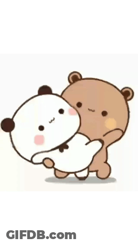 A Cartoon Of A Panda Bear Holding Another Panda Bear In Its Arms . GIF