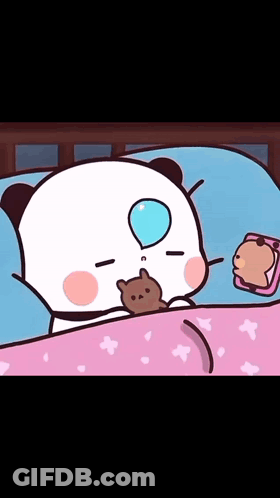 A Cartoon Of A Panda Bear Sleeping In A Bed GIF