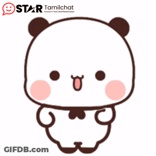 A Cartoon Of A Panda Bear With A Star Tamilchat Logo GIF
