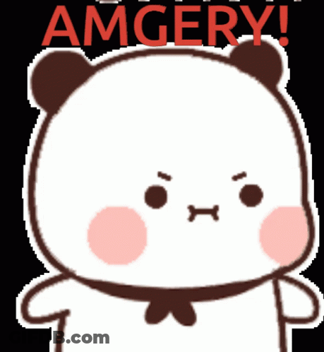A Cartoon Of A Panda Bear With The Words Amgery Written On It GIF
