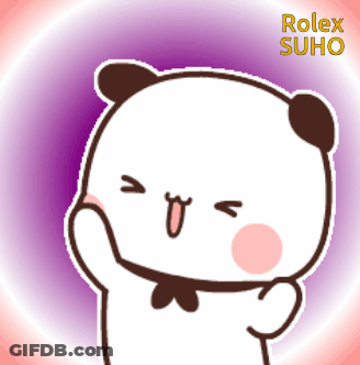 A Cartoon Of A Panda Bear With The Words Rolex Suhq On The Bottom Right GIF