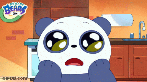 A Cartoon Of A Panda Bear With The Words " We Baby Bears " On The Bottom GIF
