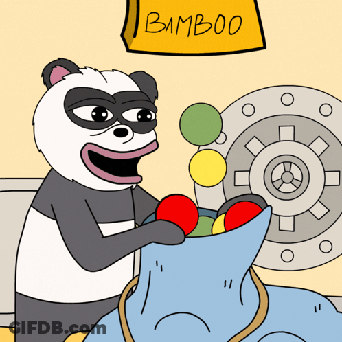 Cartoon Panda Holding Bamboo Balls GIF