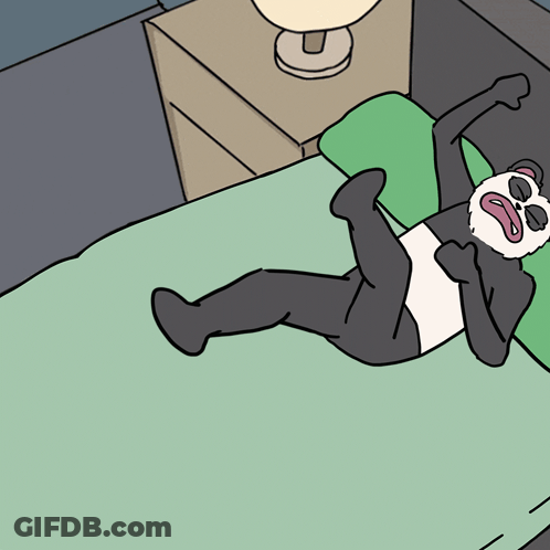 Cartoon Panda Lying On Bed With Lamp GIF