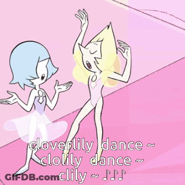 A Cartoon Of A Pearl And A Blue Pearl Dancing GIF