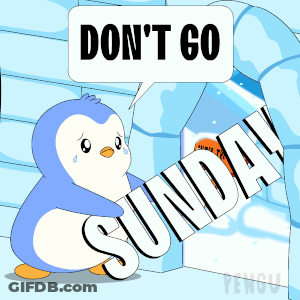 A Cartoon Of A Penguin Holding A Sign That Says Sunday GIF