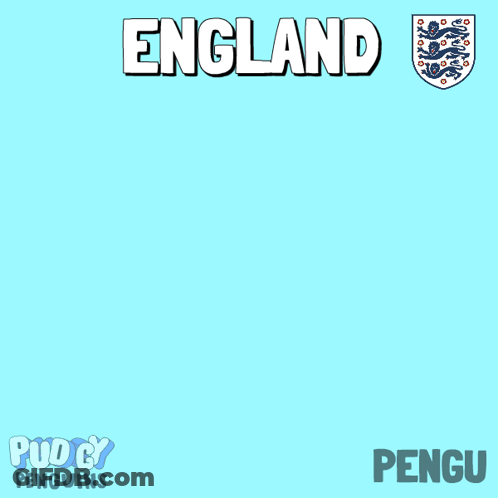 A Cartoon Of A Penguin Holding A Soccer Ball With The Word England On The Bottom GIF