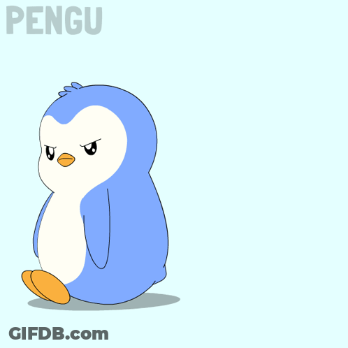 Penguin Standing Next To Green Stuff GIF