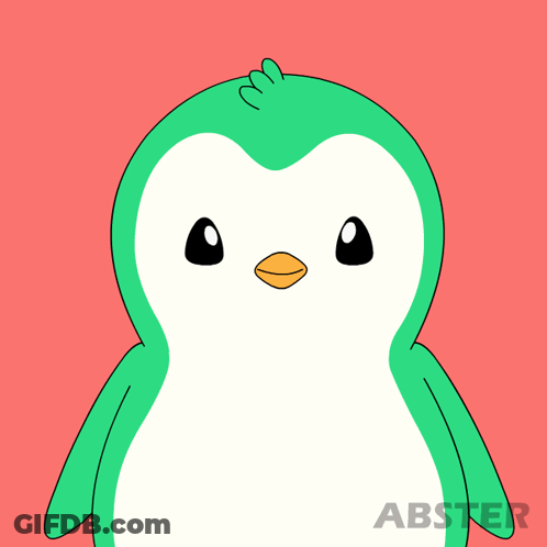 A Cartoon Of A Penguin Sticking Its Tongue Out With Abster Written On The Bottom GIF