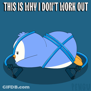 Penguin Tied Up With Caption Why I Don T Work Out GIF