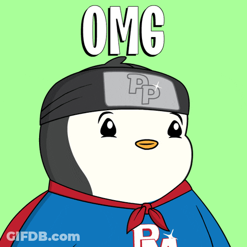 A Cartoon Of A Penguin Wearing A Cape With The Word Omg On Top GIF