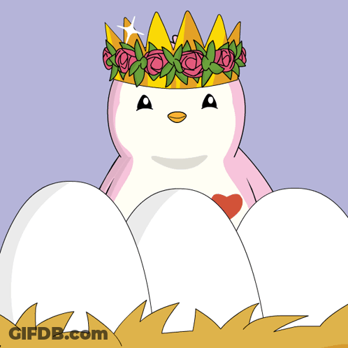 A Cartoon Of A Penguin Wearing A Crown GIF