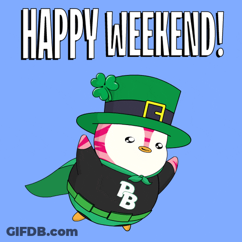 A Cartoon Of A Penguin Wearing A Green Hat And A Black Shirt With The Letter Pb On It GIF