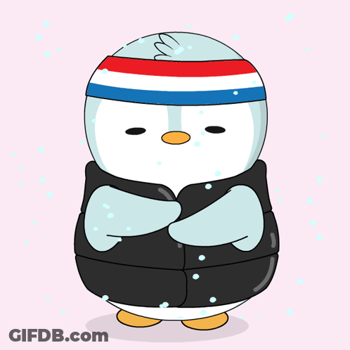 A Cartoon Of A Penguin Wearing A Hat And A Vest GIF