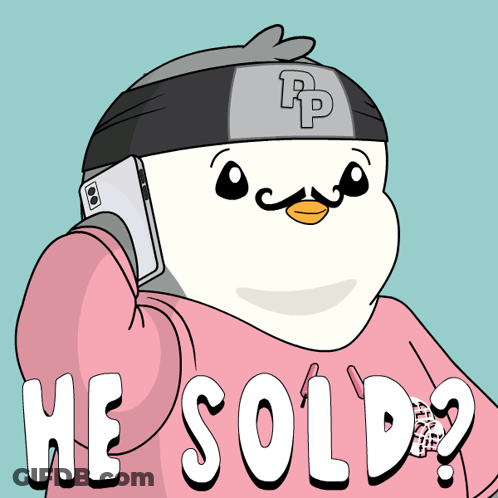 A Cartoon Of A Penguin Wearing A Headband With The Letter Rp On It GIF