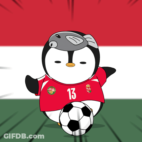 A Cartoon Of A Penguin Wearing A Jersey With The Number 13 GIF
