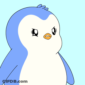 A Cartoon Of A Penguin With A Blue Head And Red Wings GIF