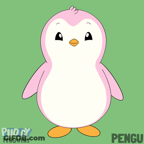 A Cartoon Of A Penguin With A Phone On Its Head And The Name Pengu On The Bottom GIF