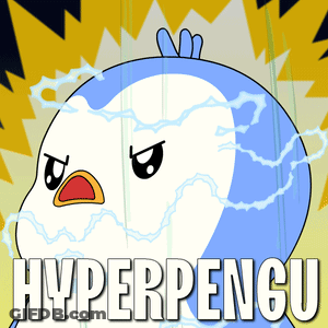 A Cartoon Of A Penguin With The Word Hyperpencu Written Below It GIF