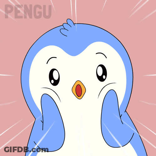 A Cartoon Of A Penguin With The Word Pengu On The Bottom Right GIF