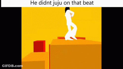 A Cartoon Of A Person Dancing With The Words He Didnt Juju On That Beat Below It GIF