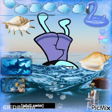 A Cartoon Of A Person Diving Into The Ocean With The Caption Adult Swim GIF