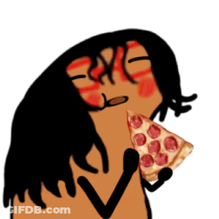 A Cartoon Of A Person Eating A Pepperoni Pizza GIF