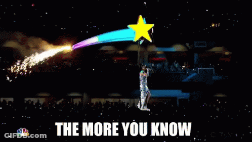 A Cartoon Of A Person Flying Through The Air With The Words " The More You Know " Above Them GIF