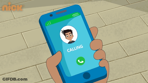 A Cartoon Of A Person Holding A Cell Phone With A Nick Logo In The Corner GIF