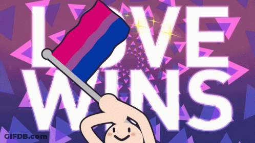 A Cartoon Of A Person Holding A Flag With The Words Love Wins Behind Them GIF