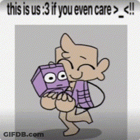A Cartoon Of A Person Holding A Purple Box With The Words This Is Us 3 If You Even Care > GIF