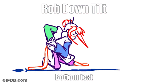 A Cartoon Of A Person Holding A Surfboard With The Words Rob Down Tilt Bottom Text At The Bottom GIF