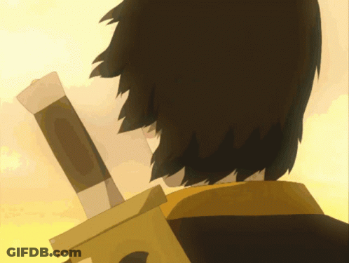 A Cartoon Of A Person Holding A Sword In Their Hand GIF
