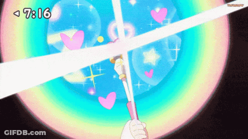 A Cartoon Of A Person Holding A Sword With The Time 7:16 GIF