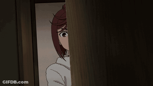 A Cartoon Of A Person In A Red Room With A Clock Behind Them GIF