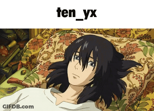 A Cartoon Of A Person Laying On A Couch With The Words Ten_yx Above Them GIF