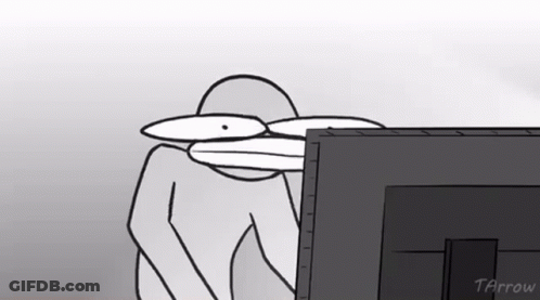A Cartoon Of A Person Looking At A Computer Screen . GIF