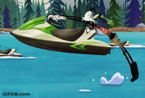 A Cartoon Of A Person On A Jet Ski GIF