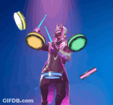A Cartoon Of A Person Playing Drums With A Blue Background GIF