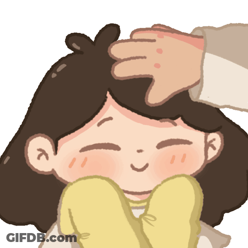 A Cartoon Of A Person Putting Their Hand On A Girl 'S Head GIF