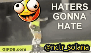 A Cartoon Of A Person Rollerblading With The Words Haters Gonna Hate Above Them GIF