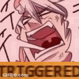 A Cartoon Of A Person Screaming With Their Mouth Open And The Word Triggered . GIF