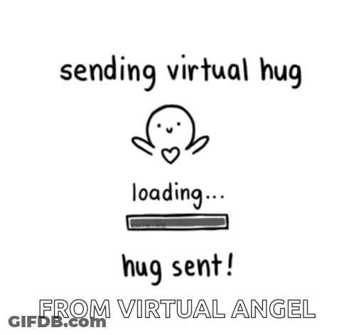 A Cartoon Of A Person Sending A Virtual Hug And A Hug Sent . GIF