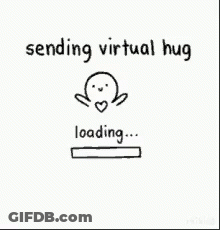 A Cartoon Of A Person Sending A Virtual Hug And Loading A Hug Sent . GIF