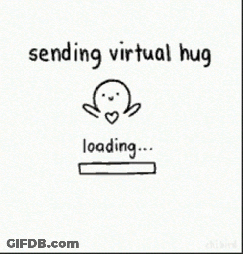 A Cartoon Of A Person Sending A Virtual Hug GIF