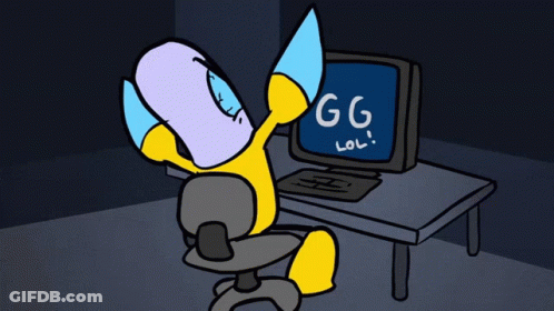 A Cartoon Of A Person Sitting In Front Of A Computer With Lol Written On The Screen GIF