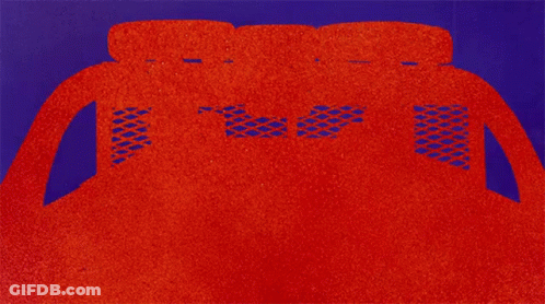 A Cartoon Of A Person Sitting On A Couch With A Purple Background GIF