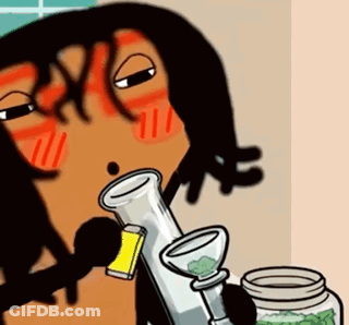 A Cartoon Of A Person Smoking A Bong Next To A Jar Of Marijuana GIF