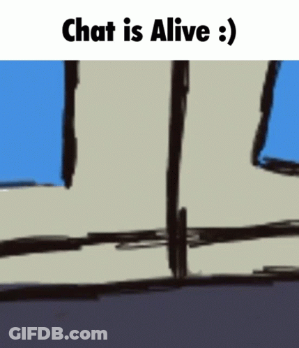 A Cartoon Of A Person Standing In Front Of A Window With The Caption Chat Is Alive . GIF